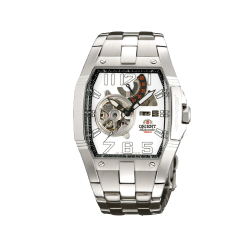 ORIENT: Arena Tank Open Heart Automatic Watch White Dial Power Reserve Indicator CFTAB002W